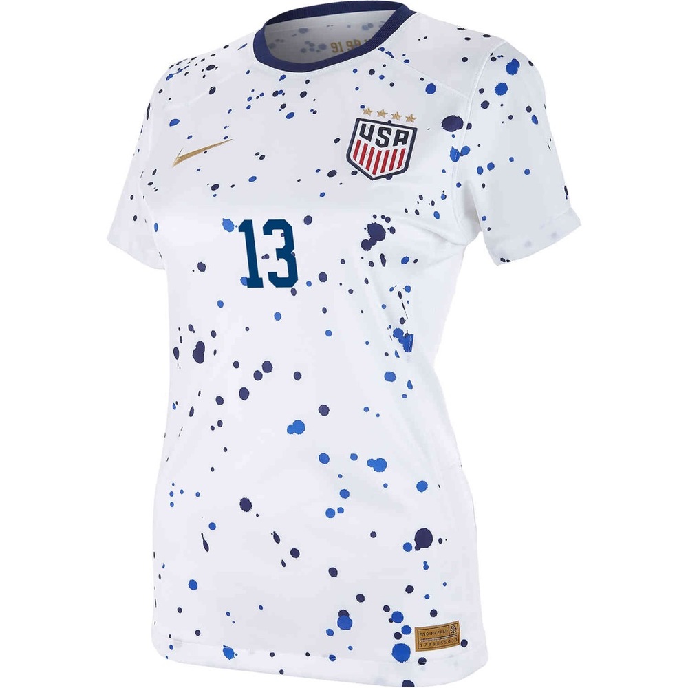 USWNT 	Womens Nike 4-Star USA Home Jersey #13 Alex Morgan size MD